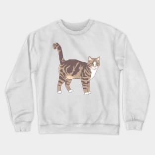 Brown and White Tabby Cat Crewneck Sweatshirt